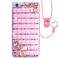 法威仕 满钻炫彩果冻水钻透明手机软壳保护套带挂绳 适用于VIVO X7plus/5.7屏