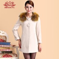 波司登女式羊绒大衣狐狸毛领中长款修身秋冬装毛呢外套AD15-062