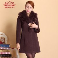 波司登女式羊绒大衣狐狸毛领修身中长款秋冬装毛呢外套AD15-807