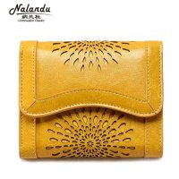 纳兰杜2015新款太阳女神镂空雕花钱包女真软牛皮短款三折女士钱包韩版皮夹女