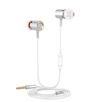 兰士顿Langsdom M400入耳式耳机 立体声重低音线控带麦手机耳机 电脑MP3安卓苹果通用耳塞 晶银色