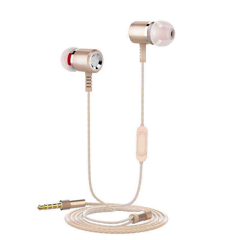 兰士顿Langsdom M400入耳式耳机 立体声重低音线控带麦手机耳机 电脑MP3安卓苹果通用耳塞 香槟金图片