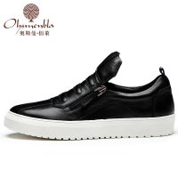 奥斯曼佰莱秋季百搭休闲男鞋 真皮皮鞋套脚鞋子男士徒步潮流板鞋新品