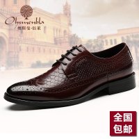 奥斯曼佰莱秋季布洛克雕花男鞋 真皮复古英伦皮鞋男士结婚鞋子系带青年潮鞋
