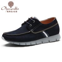 奥斯曼佰莱秋季新品男士休闲皮鞋 男鞋真皮日常鞋平底轻质青年系带潮鞋子