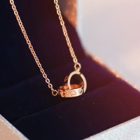 新款韩国爱心双环脚链女镀玫瑰金钛钢脚链饰品韩版时尚红绳脚链