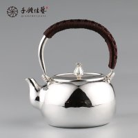 千锤佳艺纯手工99足银茶具日本银壶镜面一体壶茶道功夫茶茶壶