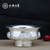 雪花银碗99纯银养生手工足银宝宝餐具八宝高档商务送礼家用银器