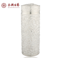 雪花银99纯银茶杯喝水杯大理纯手工九龙保温杯商务送礼