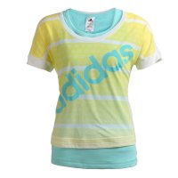 正品ADIDAS阿迪达斯女子短袖2015夏季针织两件套T恤AC0775 AC0774-FC