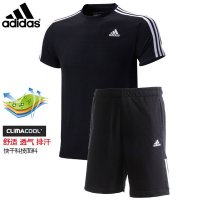阿迪达斯运动套装男子2016夏季圆领速干运动短袖T恤 训练透气短裤-ZT