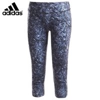 Adidas阿迪达斯2016夏新款女裤紧身裤印花训练运动裤中长裤AH9993