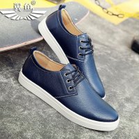 翼鱼2016新款韩版潮男鞋子 轻便舒适单鞋 商务休闲板鞋 系带低帮皮鞋