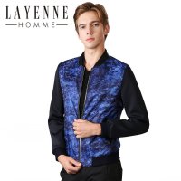 法国LAYENNE HOMME 潮男薄夹克印花拼接青年男装休闲外套棒球服