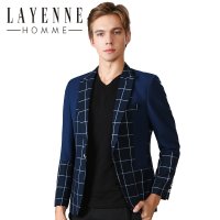 法国LAYENNE HOMME 秋冬季格子个性青年西服潮流便西休闲男装外套