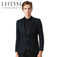 法国LAYENNE HOMME 秋冬季格子青年西服潮流便西休闲男装外套