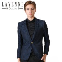 法国LAYENNE HOMME 秋冬季潮流拼色修身便西休闲青年西装外套男装