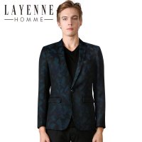 法国LAYENNE HOMME 拼色印花潮流休闲西服宴会修身小西装休闲外套