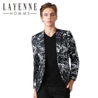 法国LAYENNE HOMME 印花潮流青年西服个性便西品牌小西装秋冬外套