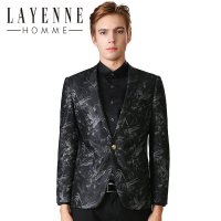 法国LAYENNE HOMME 秋冬男士印花潮流修身小西装品牌西服外套男装