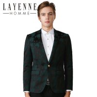 法国LAYENNE HOMME 印花潮流修身小西装修身便西品牌西服外套男装