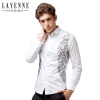 夏季薄款纯色长袖衬衫男士欧美修身休闲白色青少年衬衣潮男装上衣