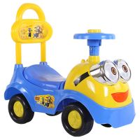 百邦新款小黄人带推把音乐益智早教溜溜车儿童滑行车宝宝手推车