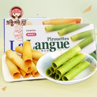 日本进口零食 sanritsu三立牛油蛋卷饼干 抹茶味鸡蛋卷组合195g