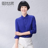 熙世界2015秋季新通勤OL风修身中长款上衣外搭九分袖衬衫183LC034