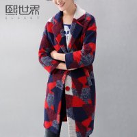 熙世界2015冬装新款 毛呢外套女中长款修身加厚呢子大衣184LG197