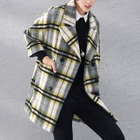 熙世界2015秋冬新款中长款羊毛七分袖毛呢外套184LG060