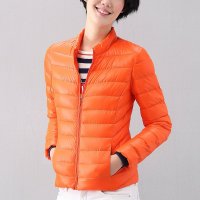 熙世界2015新款冬装轻薄修身纯色立领大码长袖羽绒服女装184SY171