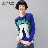 熙世界2015年冬装新款通勤套头圆领套头毛衣女184LA199