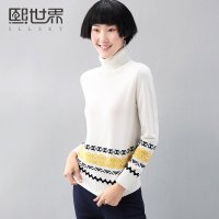 熙世界2015秋冬新款女装 外穿毛衣宽松女修身 高领套头184LA200