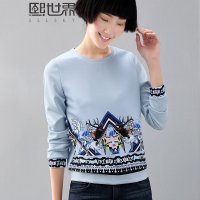 预售2015秋装新款通勤简约套头印花长袖卫衣184LB259