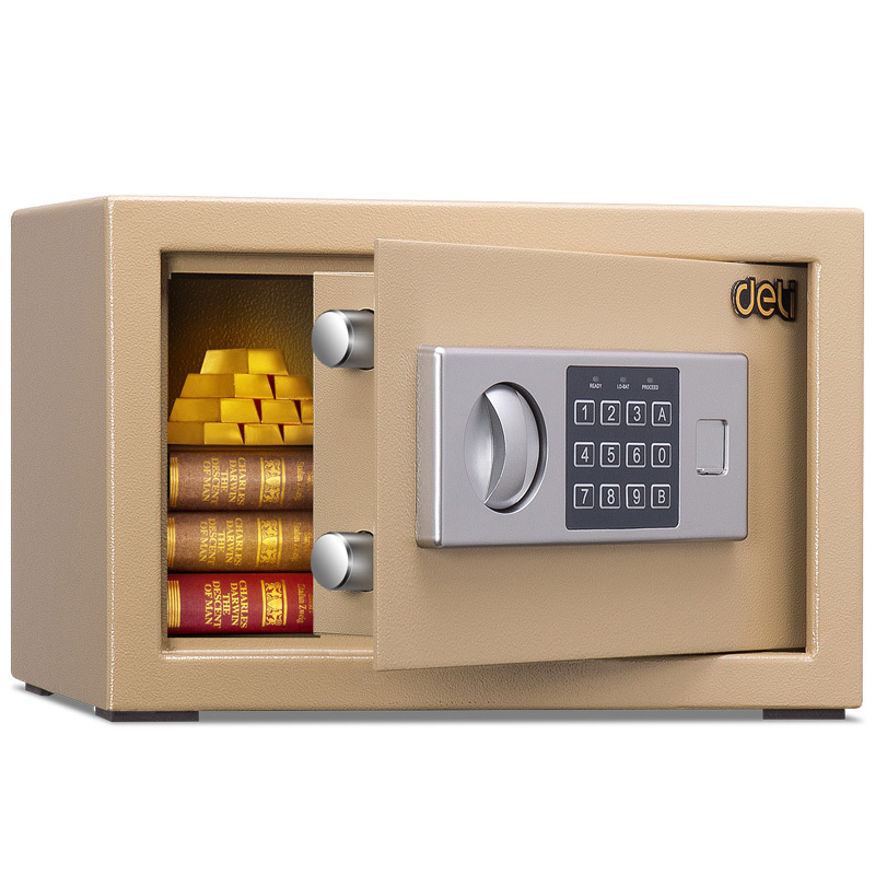 得力（deli） 16654 全钢结构电子密码保管箱 办公家用防盗 小型隐形保管柜 琉璃金