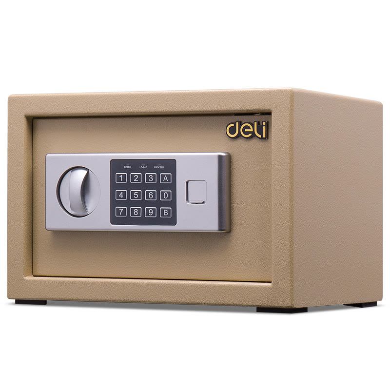得力（deli） 16654 全钢结构电子密码保管箱 办公家用防盗 小型隐形保管柜 琉璃金图片