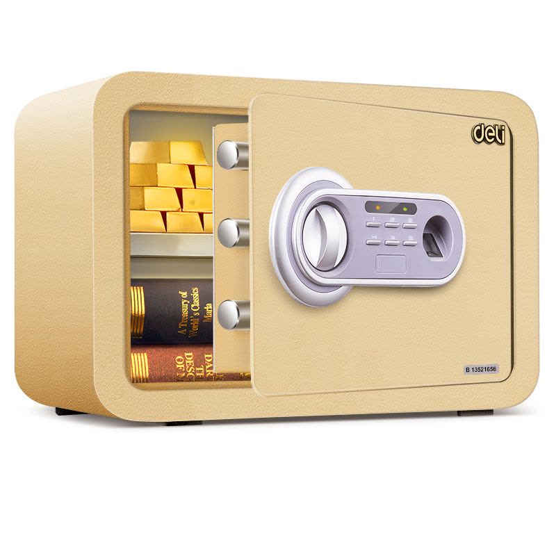得力 （deli）保险箱/保险柜系列 得力33473指纹密码双保险保险箱 金色图片