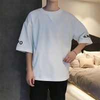 短袖男衣服韩版潮流5五分袖半袖上衣潮男装