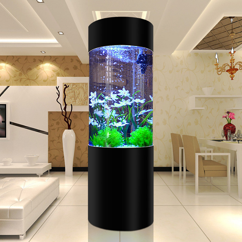 汉霸亚克力圆柱鱼缸 中型生态圆柱形鱼缸 圆形上过滤水族箱【价格