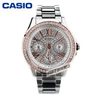 卡西欧CASIO手表 蓝宝石钢带水钻石英女表