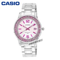 卡西欧CASIO女士手表 时尚镶钻石英表防水指针女表