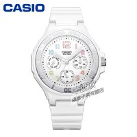 卡西欧(CASIO)石英表 简洁白树脂带三眼白表盘日期夜光防水计时儿童手表