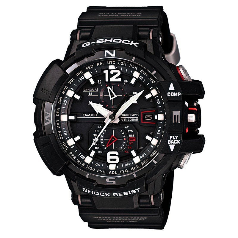 卡西欧casio手表gshock航空系列太阳能六局电波石英男表