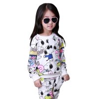 萌衣萌裤 童装男女童套装 2015秋季新款 眼镜小狗套装 韩版长袖圆领裤套装