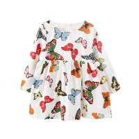 萌衣萌裤 童装女童 2015秋季新款 纯棉蝴蝶印花长袖裙衫