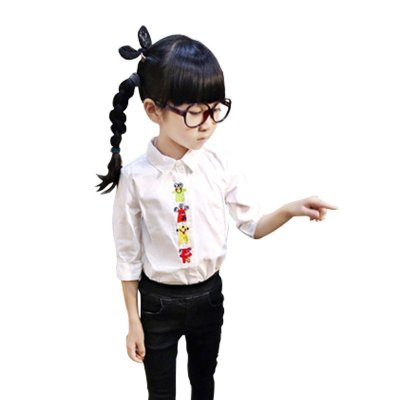 萌衣萌裤 童装女童 2015秋季新款个性韩版印花长袖衬衫