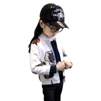 萌衣萌裤 童装女童 2015秋季新款上衣 几何拉链夹克外套