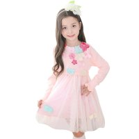 萌衣萌裤 童装女童 2015秋冬新款 圆领纯棉毛衣针织网纱裙圆领花瓣裙