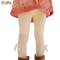 萌衣萌裤 童装女童 2015年秋冬新款 加厚不倒绒蝴蝶结蕾丝打底裤